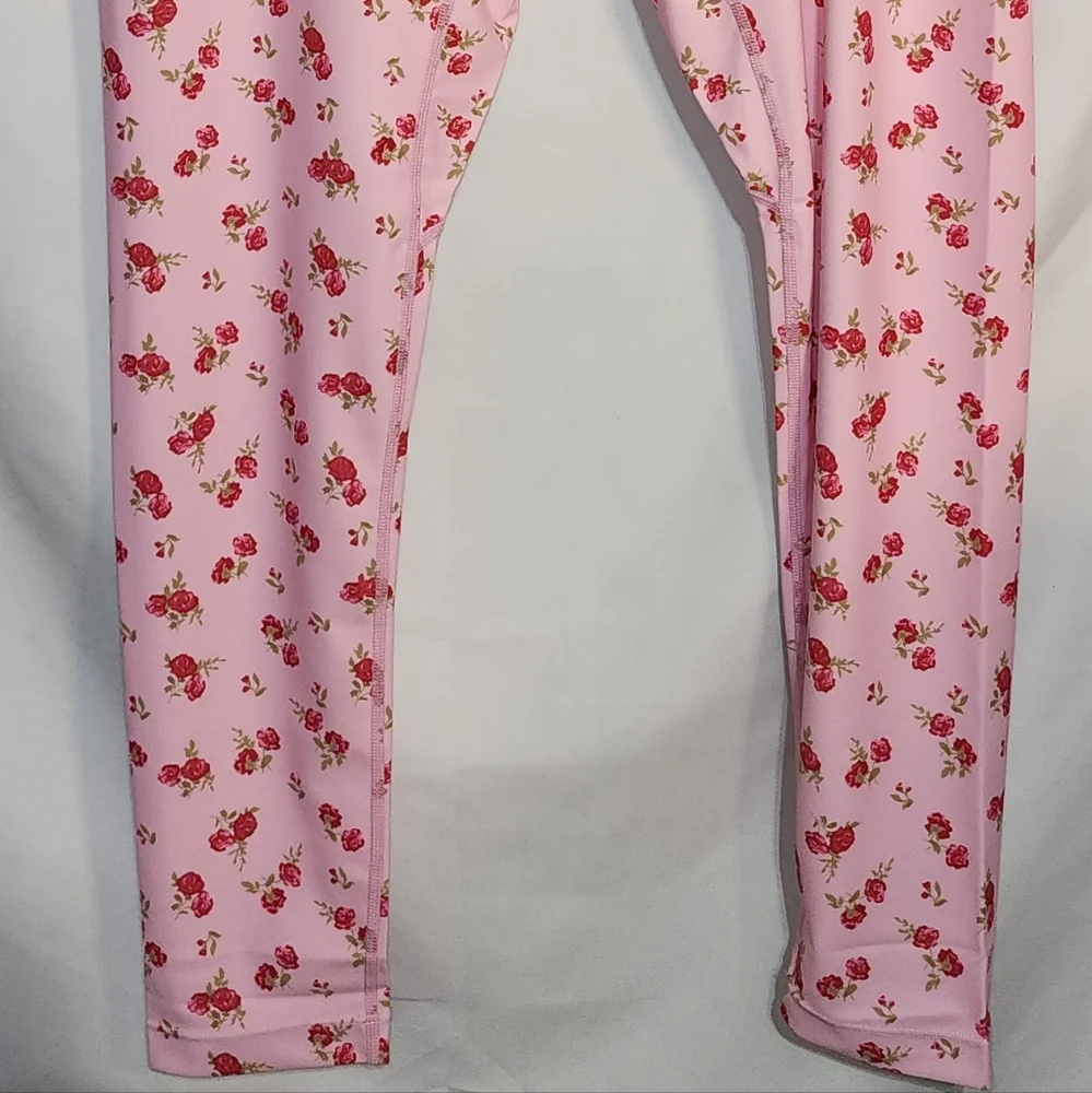 NWT Ampersand Pastel Pink Floral Leggings Balletcore Y2K Athleisure Size XL & 3X - Picture 12 of 16